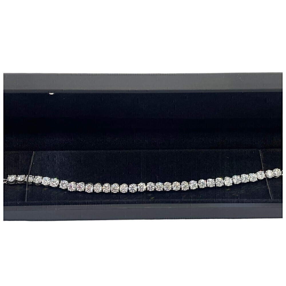 New Moissanite Diamond Tennis Bracelet 3mm 5 Ct 14K White Gold Finish Round Cut - Picture 4 of 11